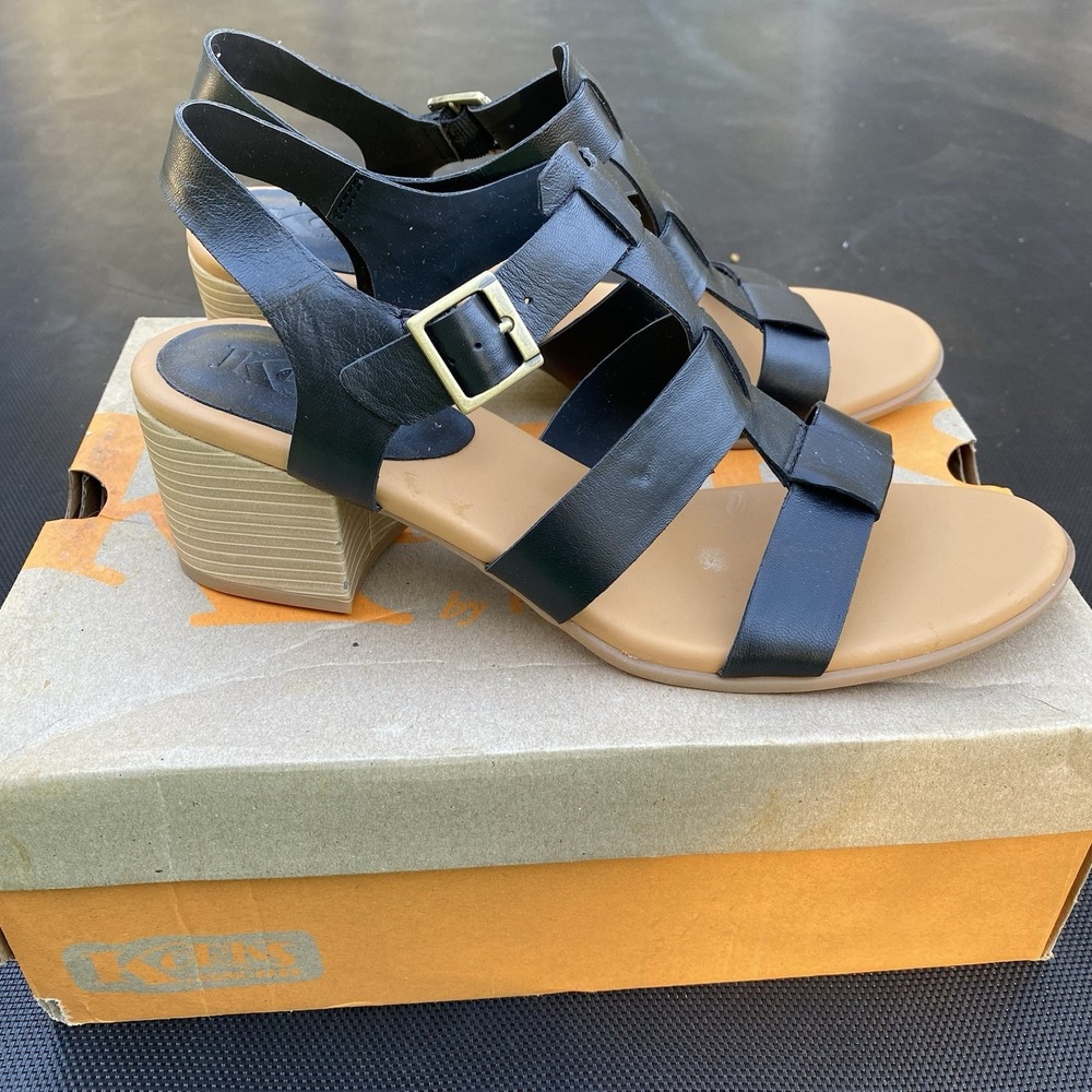 Korks By Kork-Ease Cornelia Block Heeled Sandals Womens 11 BlackGladiator Buckle